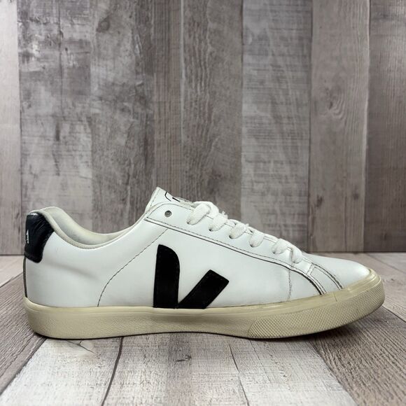 Veja Esplar Women's Size 7 Campos Leather Sneakers Lace Up Low Top White Black - Picture 5 of 15